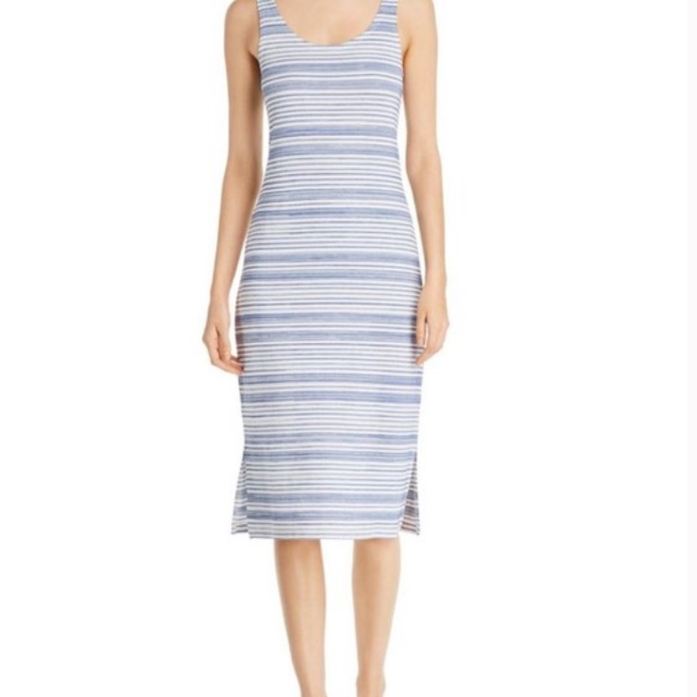 NWT Lysse Mulholland Blue Split Hem Midi Dress - Picture 2 of 7